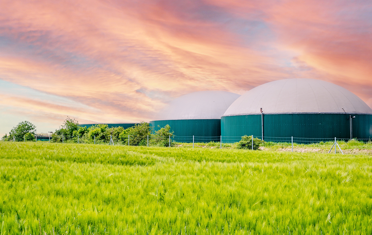 L'immagine mostra un impianto per produzionne di biogas, impiegato nei sistemi di cogenerazione dove la tecnologia degli scambiatori di calore massimizza l'efficienza del ciclo termico