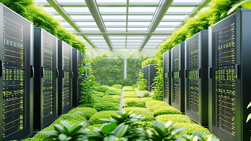 Immagine illustrativa delle tecnologie di raffreddamento a liquido con scambiatori di calore a piastre saldobrasati per moderni data center sostenibili, per applicazioni AI e HPC.